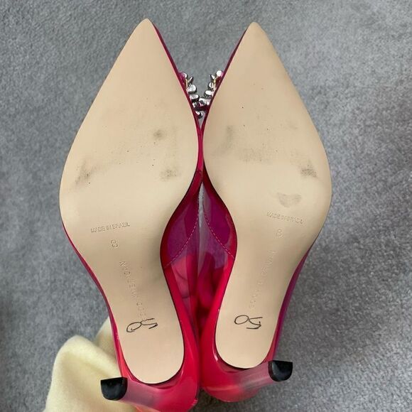 NEW Good American Cinderella Hot Pink Embellished Pump Heels Women’s 8 - Picture 6 of 6